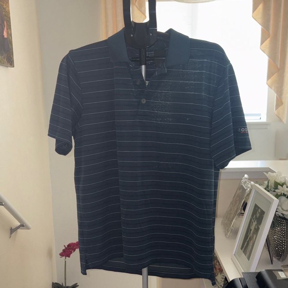 Izod Men's Dark Blue Striped Polo Shirt